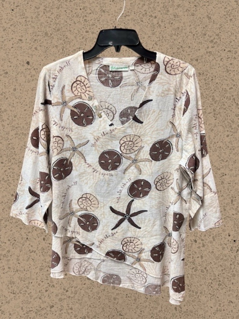 Lulu-B Under The Sea Asymmetrical Cotton Tunic Top Sz S Beach Soft Airy